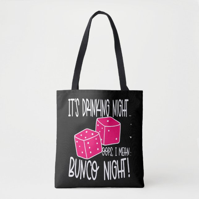 Funny Drinking Bunco Night Tote Bag (Front)