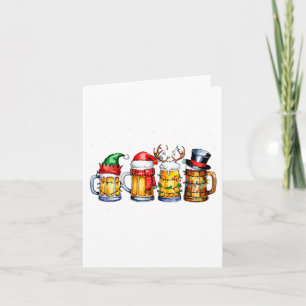 Funny Drinking Christmas Santa Beer Christmas Ligh Card