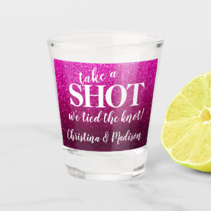 Funny Drinking Quote Trendy Wedding Glitter Party Shot Glass