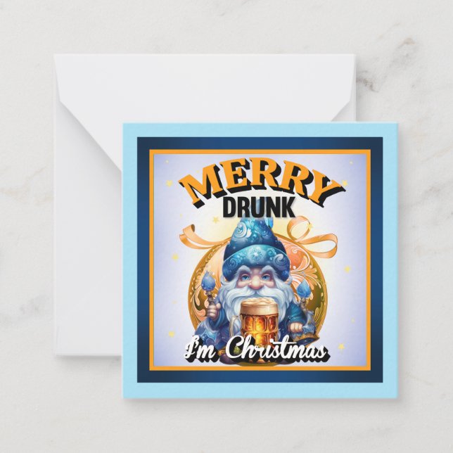 Funny Drinking  Retro Christmas Card (Front)