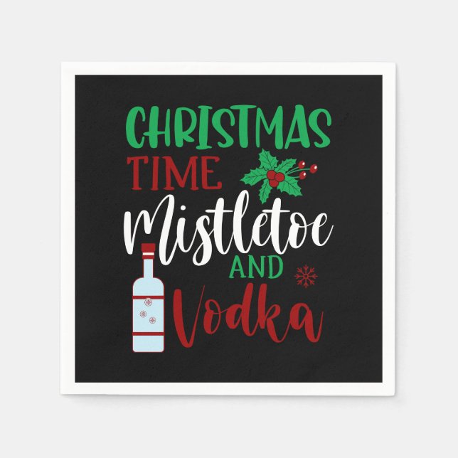 Funny drinking vodka Christmas party Napkin (Front)