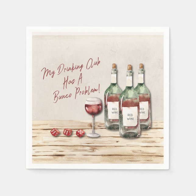 Funny Drinking Wine Bunco Napkin (Front)