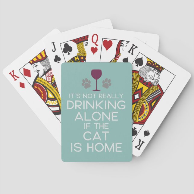 Funny | Drinking With The Cat Playing Cards (Back)