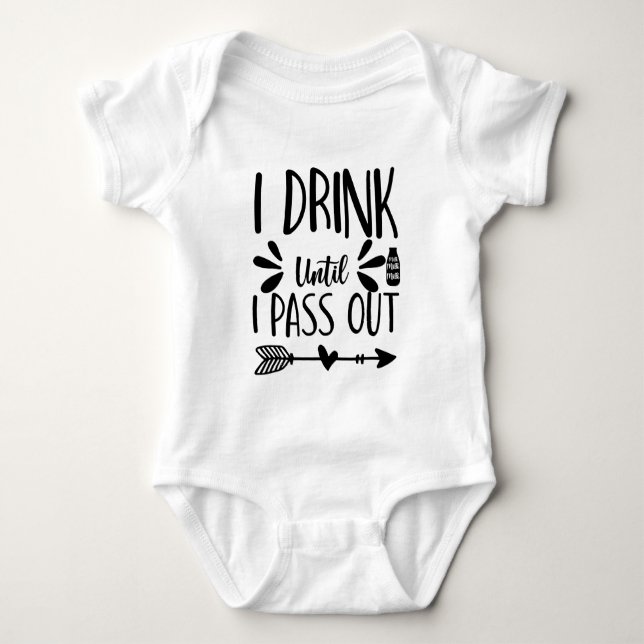 funny drinking word art milk baby bodysuit (Front)