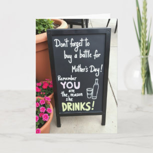 Funny Drinks Mothers Day Message Card