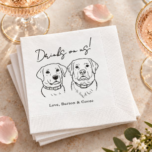 Funny Drinks on Us Two Dog Wedding Napkin