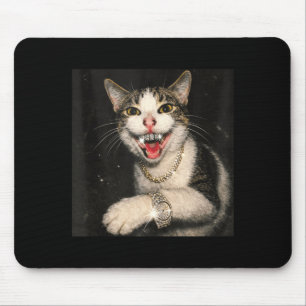 Funny Drip Cat Meme Hip Hop Bling Gangster Kitten Mouse Mat