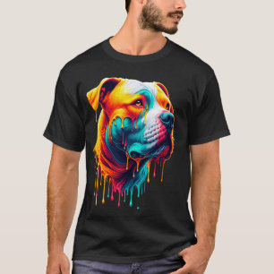 Funny Dripping Paint Art American Pit Bull Terrier T-Shirt