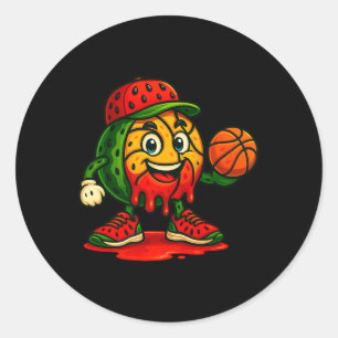 Funny Dripping Watermelon Basketball Watermelon Da Classic Round Sticker