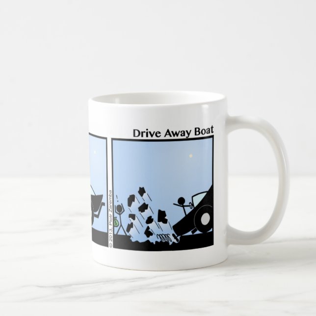 Funny Drive Away Boat Stickman Mug - 109 (Right)