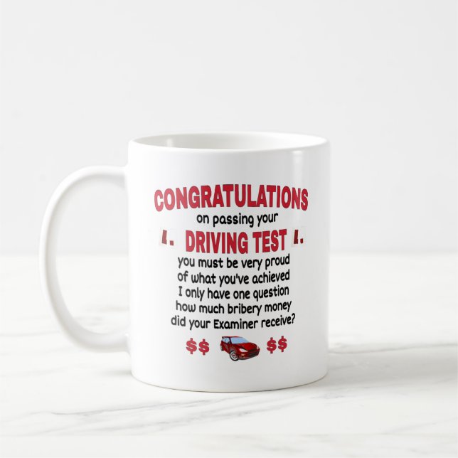 Funny Driving Test Novelty Coffee Mug (Left)