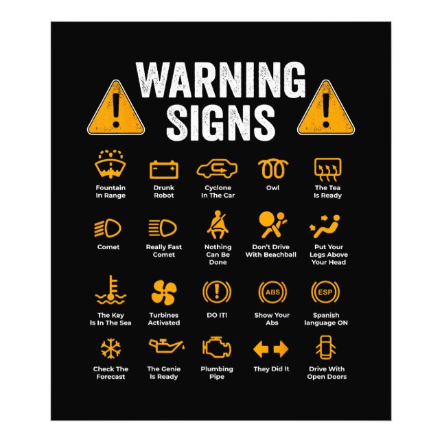 Funny Driving Warning Signs 101 Auto Mechanic Gift (Front)