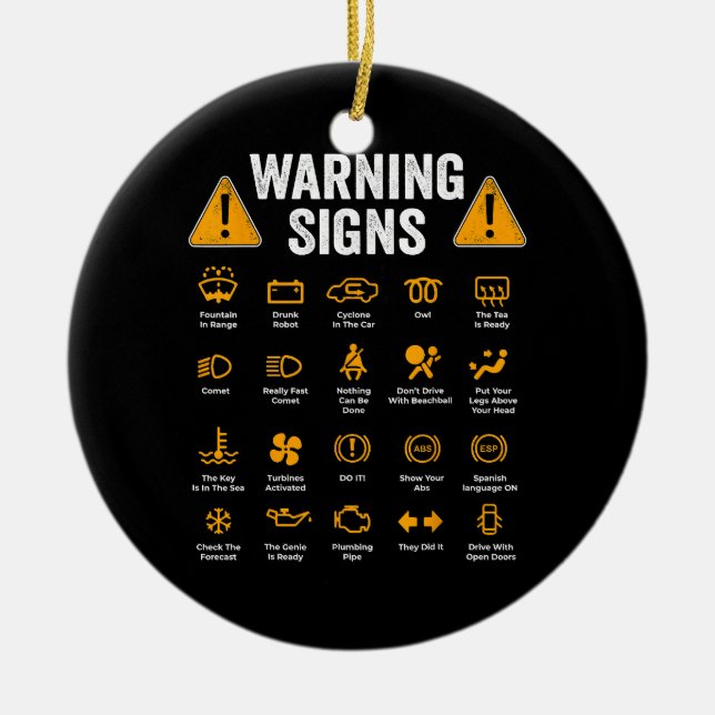 Funny Driving Warning Signs 101 Auto Mechanic Gift Ceramic Tree Decoration (Front)