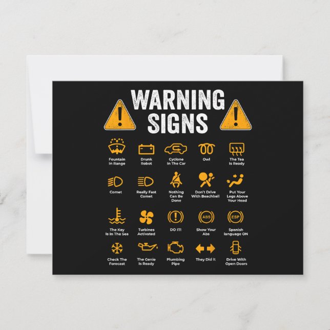 Funny Driving Warning Signs 101 Auto Mechanic Gift Holiday Card (Front)