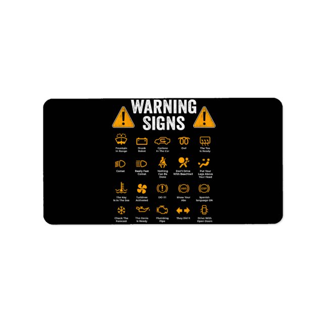 Funny Driving Warning Signs 101 Auto Mechanic Gift Label (Front)