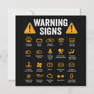Funny Driving Warning Signs 101 Auto Mechanic Gift Thank You Card
