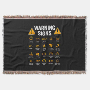 Funny Driving Warning Signs 101 Auto Mechanic Gift Throw Blanket