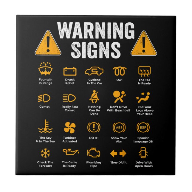 Funny Driving Warning Signs 101 Auto Mechanic Gift Tile (Front)