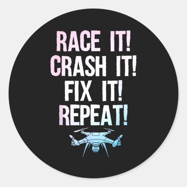 Funny Drone Art For Men Women Boys Drone Racing Dr Classic Round Sticker (Front)