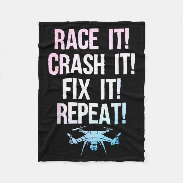 Funny Drone Art For Men Women Boys Drone Racing Dr Fleece Blanket (Front)