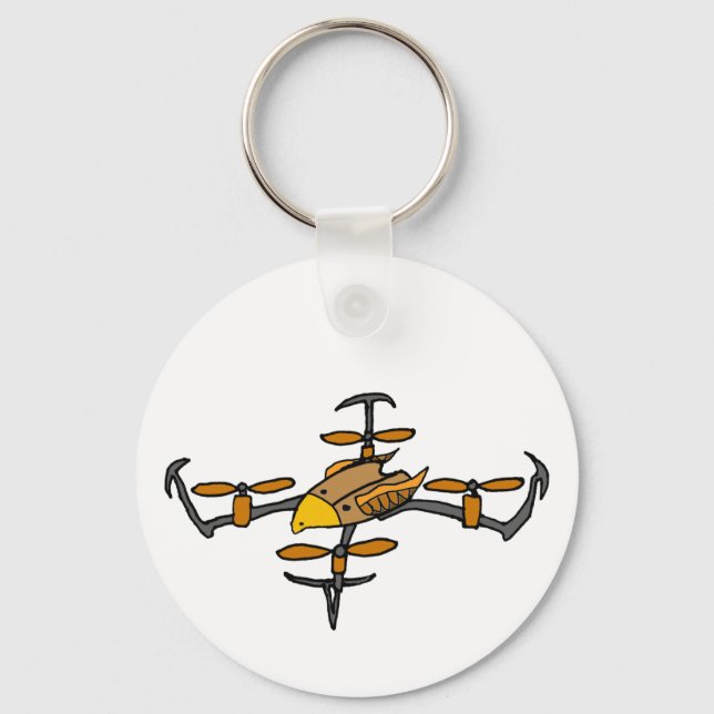 Funny Drone Flying Eagle Art Key Ring (Front)