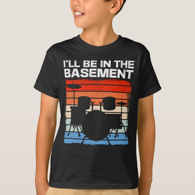 Funny Drum Set Retro Drummer T-Shirt (Front)