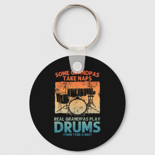 Funny Drummer Art For Grandpa Men Drumline Drummin Key Ring
