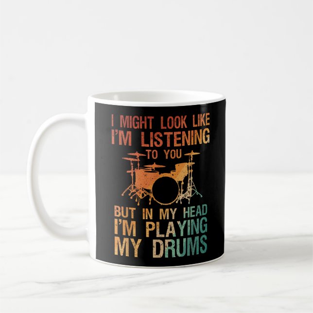 Funny Drummer Art For Men Women Drum Player Percus Coffee Mug (Left)