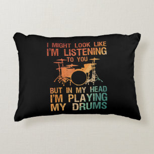 Funny Drummer Art For Men Women Drum Player Percus Decorative Cushion