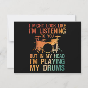Funny Drummer Art For Men Women Drum Player Percus Holiday Card