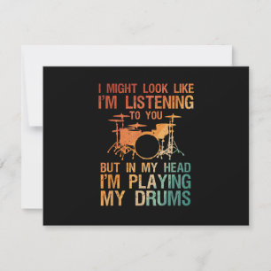 Funny Drummer Art For Men Women Drum Player Percus Holiday Card