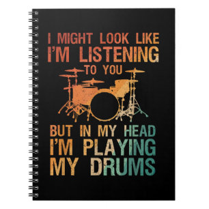 Funny Drummer Art For Men Women Drum Player Percus Notebook