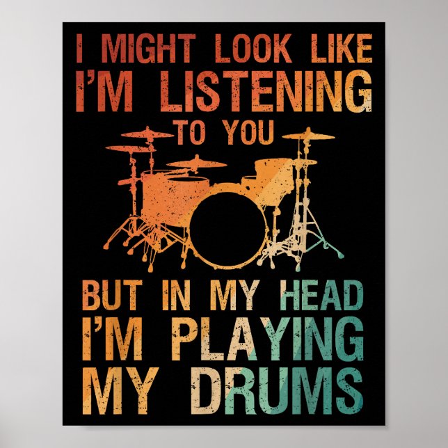 Funny Drummer Art For Men Women Drum Player Percus Poster (Front)