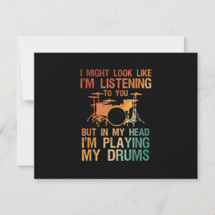 Funny Drummer Art For Men Women Drum Player Percus RSVP Card