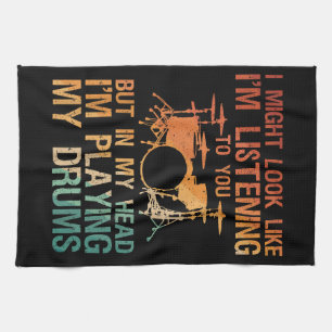 Funny Drummer Art For Men Women Drum Player Percus Tea Towel