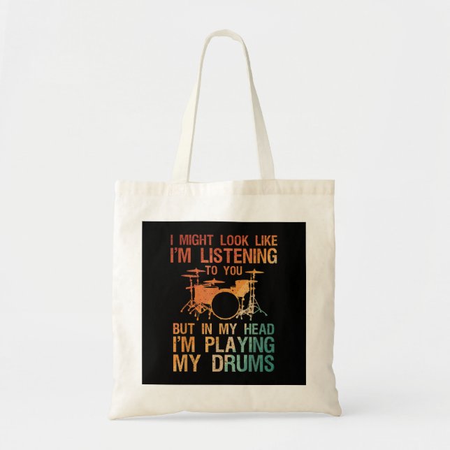 Funny Drummer Art For Men Women Drum Player Percus Tote Bag (Front)