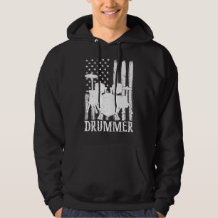 Funny Drummer Art For Men Women Drum Set Drumming Hoodie