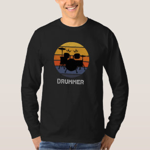 Funny Drummer Art For Men Women Drum Set Drumming T-Shirt