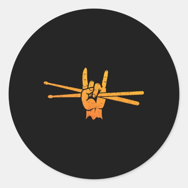 Funny Drummer Art For Men Women Kids Drumming Love Classic Round Sticker (Front)