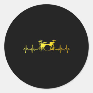 Funny Drummer Art For Men Women Kids Drumming Love Classic Round Sticker