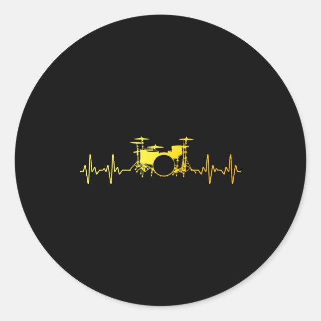 Funny Drummer Art For Men Women Kids Drumming Love Classic Round Sticker (Front)