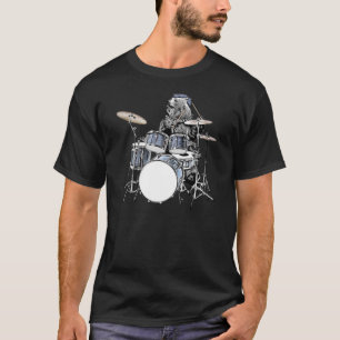 Funny Drummer Bear Punk Rock & Roll Drumming Music T-Shirt