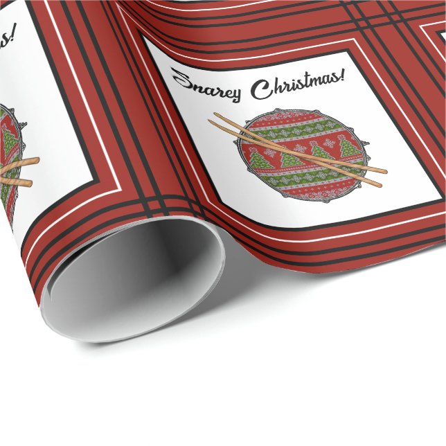 Funny Drummer Christmas Snare Drum Drumstick Music Wrapping Paper (Roll Corner)