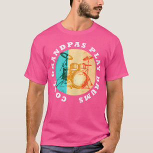 Funny Drummer Cool Grandpas Play Drums Retro Vinta T-Shirt