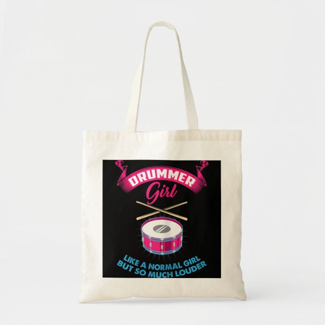 Funny Drummer Girl Music Marching Band Drumming Pe Tote Bag (Front)