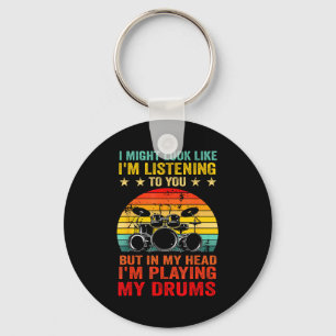 Funny Drummer Men Women Drumline Drumming Musical Key Ring
