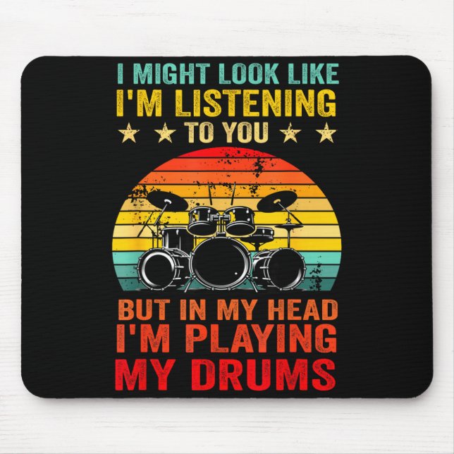 Funny Drummer Men Women Drumline Drumming Musical  Mouse Mat (Front)