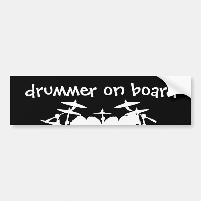 Funny Drummer on Board Drum Kit Drumming Musician Bumper Sticker (Front)