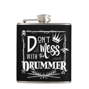 Funny Drummer Percussion Drum Drumsticks Drumming Hip Flask