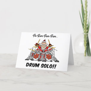 Funny Drummer Santa Musician Rock & Roll Christmas Holiday Card